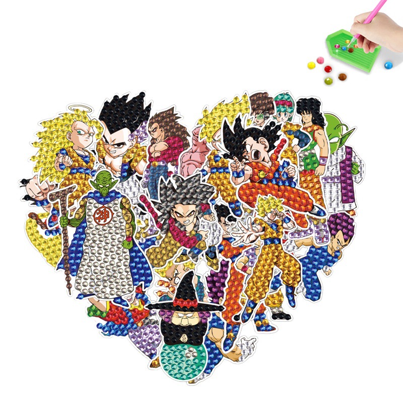 En stock DIY diamante pintura libre pegatinas de dibujos animados Dragon Ball wukong pegatinas de pared pegatinas hechas a mano cristal brillante diamante