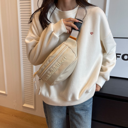 new chest bag for men and women ins fashion crossbody bag trendy simple versatile sports waist bag student embroidered shoulder bag