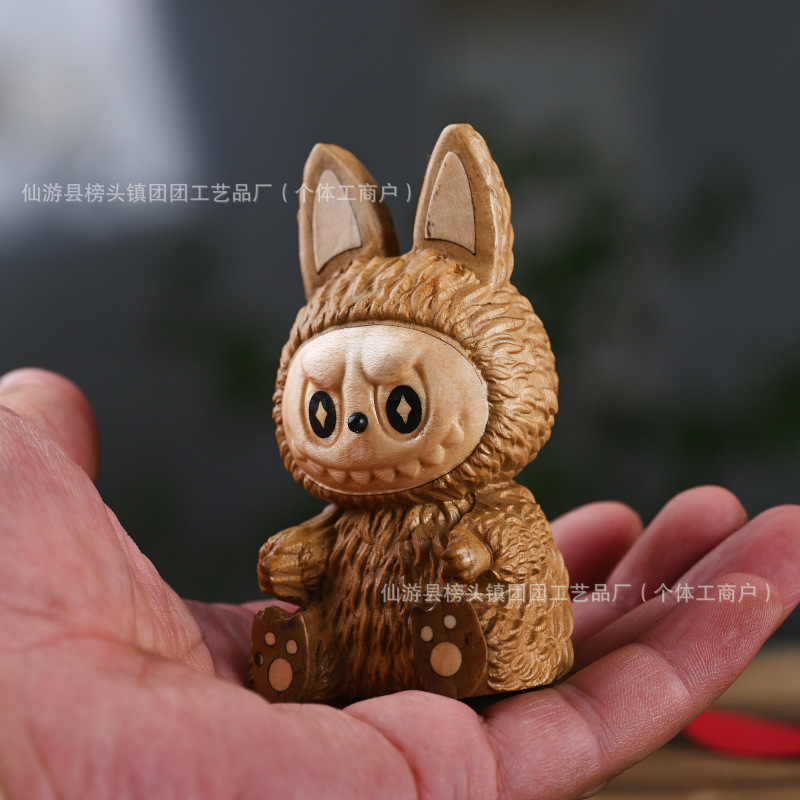 黒檀彫刻漫画ラブブ干支ウサギハンドピースオフィスホームデスクトップ工芸品装飾品卸売|undefined