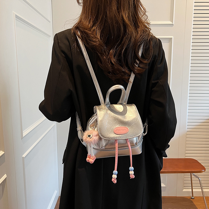 High-end texture pleated women's 2023 new double backpack bags, fashionable, Japanese and Korean simple style handbags_voghion.com
