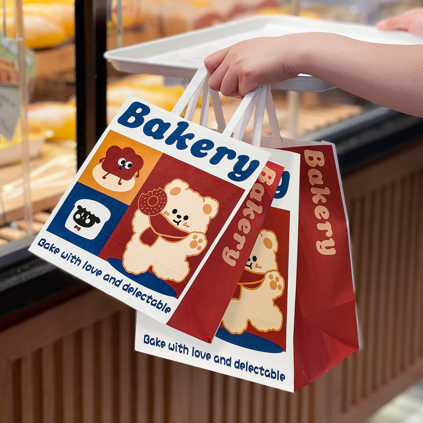 烘焙包装甜品打包袋手提袋牛皮纸袋面包提拉米苏蛋糕包装袋印logo