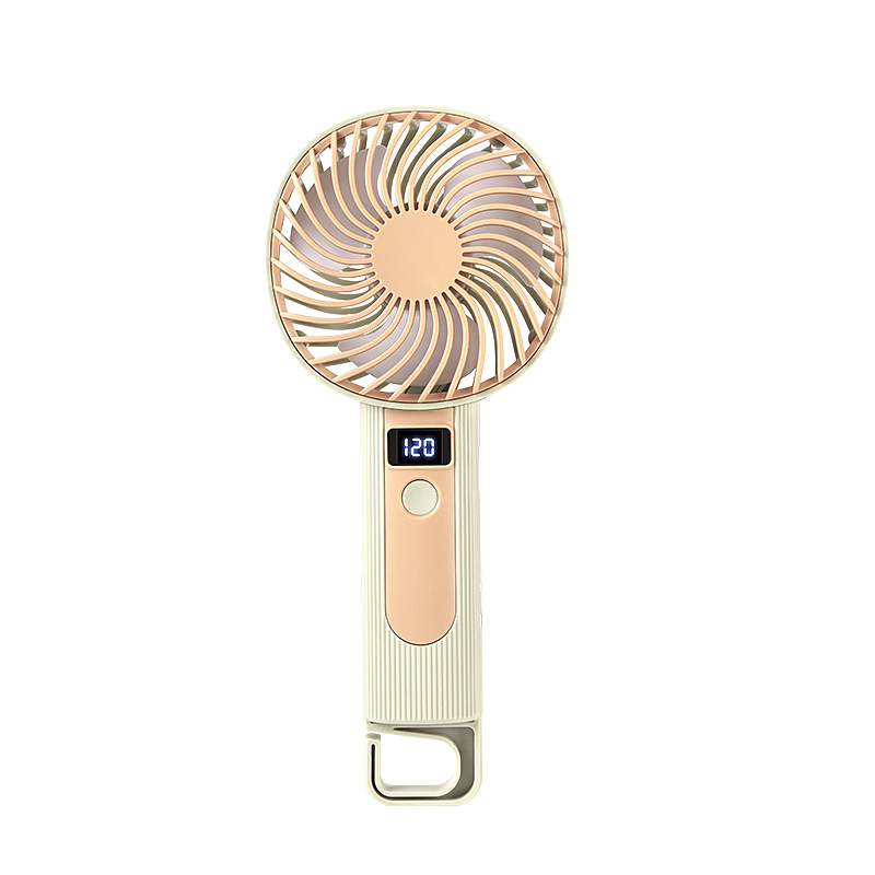 Ventilador de mano digital creativo de comercio exterior gancho plegable portátil al aire libre ventilador de escritorio USB de carga ventilador de mano