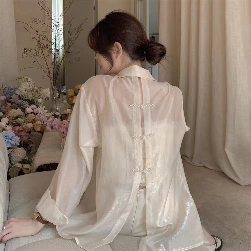 Korean-style Tencel Top Sun Protection Coat Thin Women's Autumn New Style Shirt Shoulder Strap Outer Collocation Shirt for Women