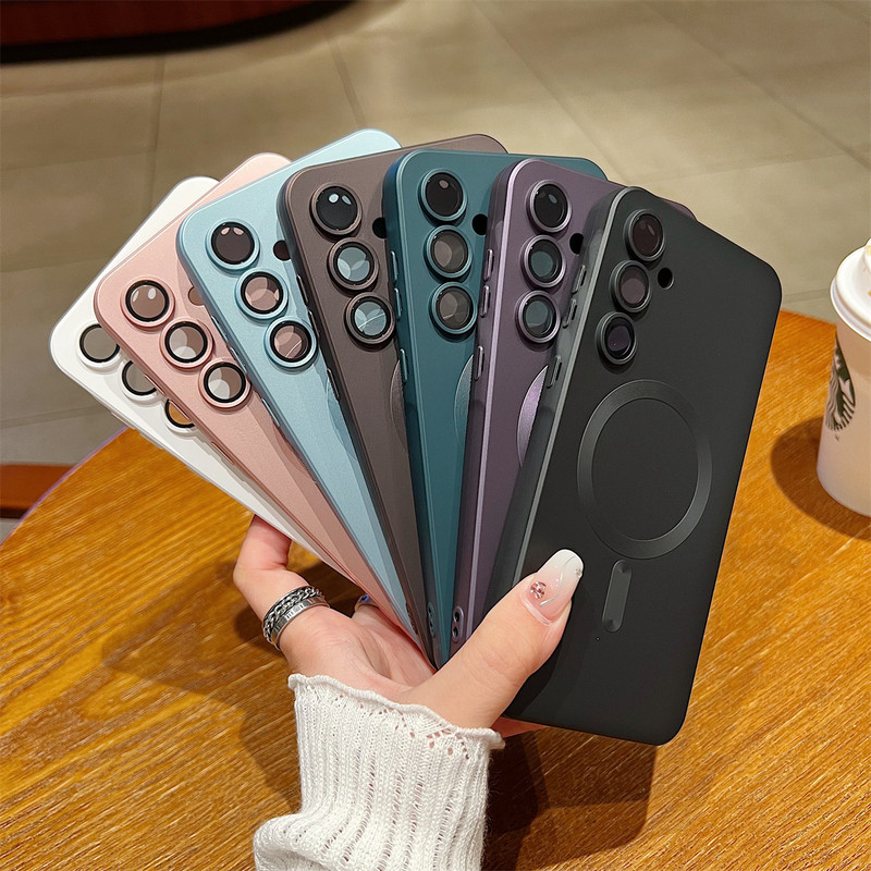 High-end magnetic ring case for Samsung phones, simple matte finish with lens film, soft shell, full protection, anti-drop cover High-end magnetic ring case for Samsung phones, simple matte finish with lens film, soft shell, full protection, anti-drop cover
