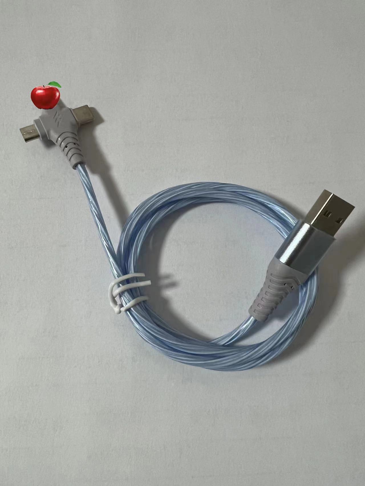 Fábrica al por mayor 40W modelo luminoso adecuado para Apple Android typec teléfono móvil carga rápida tres-en-un cable de datos streamer