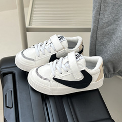 Summer Meng's 2023 Autumn New Korean Style Children's White Sneakers for Boys and Girls, Magic Stick Low-Top Casual Sneaker Platform Shoes