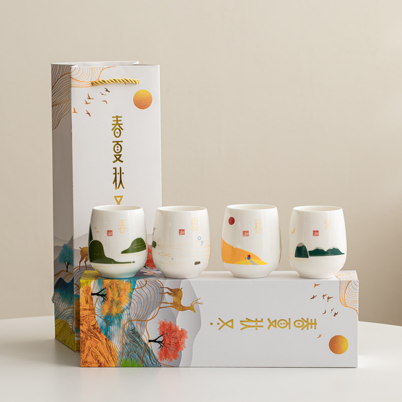 Original [primavera, verano, otoño, invierno] tazas de cerámica tazas de agua tazas de té mano regalos set al por mayor
