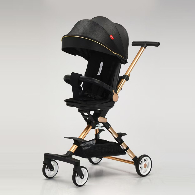 Cochecito de bebé que puede sentarse y acostarse, cochecito plegable de alta visibilidad, plegado ligero con un clic, venta directa de fábrica