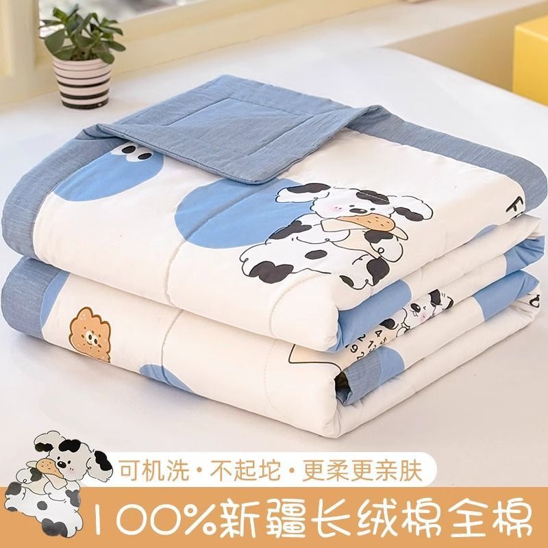 Edredón fresco de verano de algodón puro, edredón de aire acondicionado, edredón pequeño de verano de algodón para niños, jardín de infancia fino, primavera y otoño, edredón de verano individual, lavable a máquina