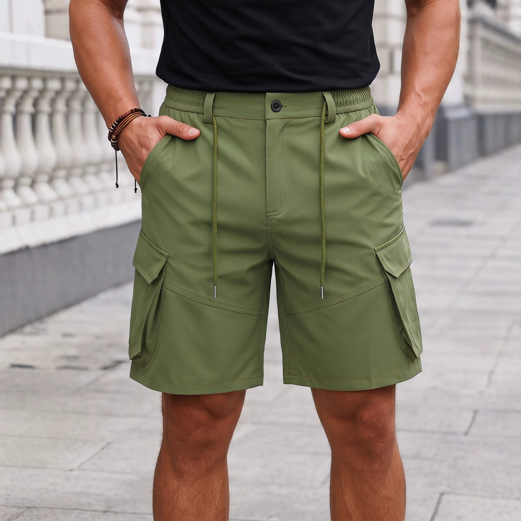 Men's Summer Cargo Shorts Thin Five Point Pants Multi Pocket Loose Casual Source_viptrois.com