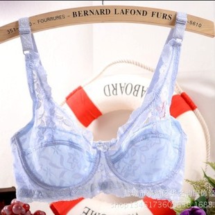 Thin Non-Sponge Lace Full Brocade Mesh Breathable C Cup Solid Color Transparent Sexy Lace Bra Underwear