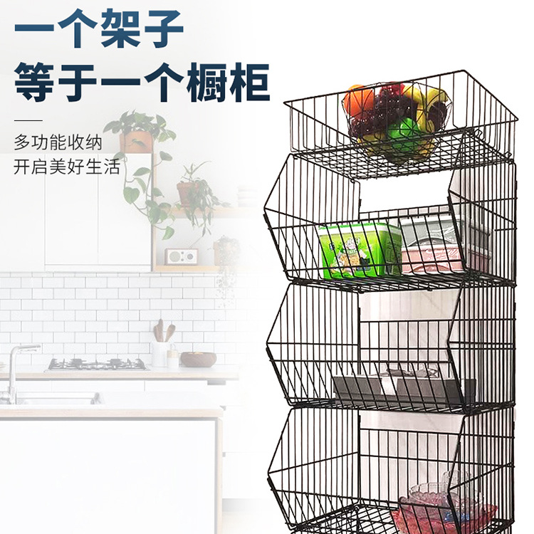 Cross-Border Installation-Free Mobile Kitchen Storage Rack, Floor-Standing Bedroom and Living Room Multi-Layer Cart, Multi-Functional