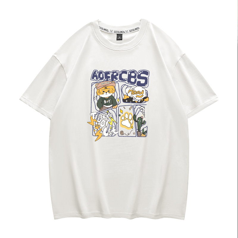 2022 nueva marca de moda NY1 manga corta hombres moda suelta guapo todo partido camiseta verano americano hiphop personalidad superior