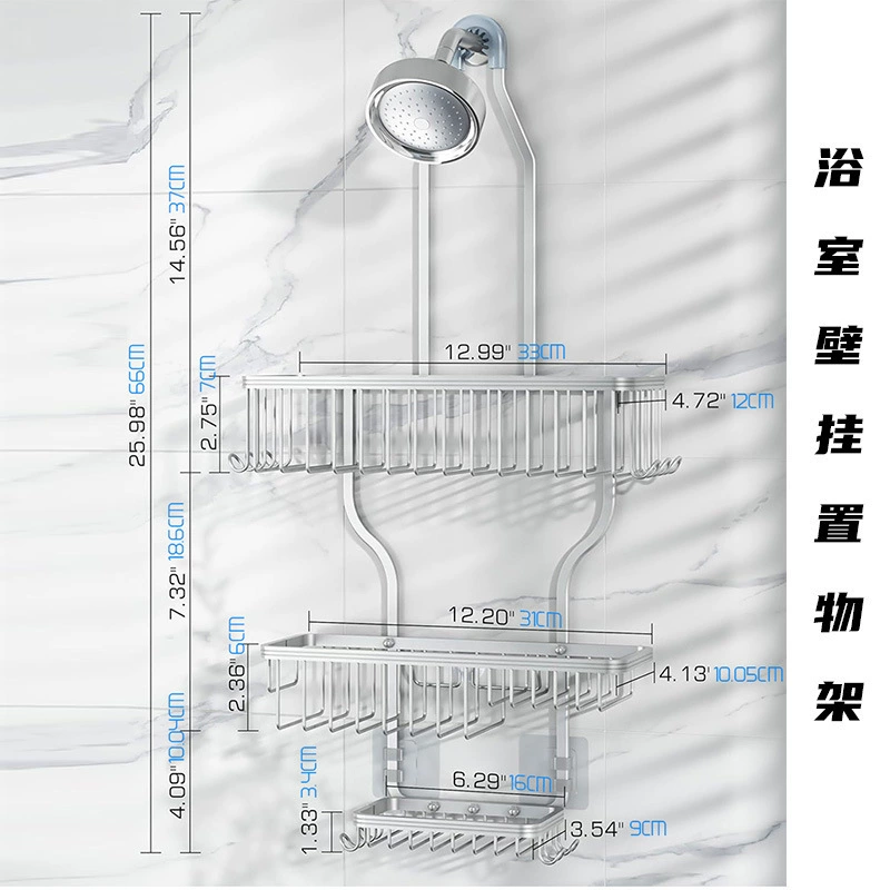 Amazon Bathroom Shower Storage Rack Hanging Rack Shower Storage Rack Aluminum Shower Head Rack Shower Rack with Soap Basket