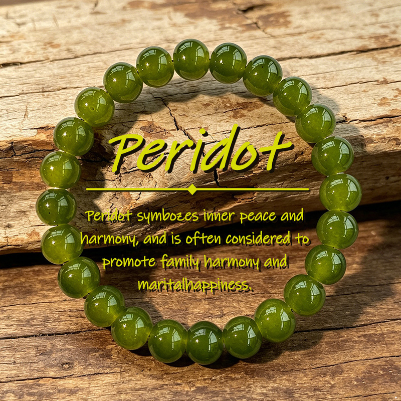Temu Xiyin Tk Cross-Border Popular Bracelet in Olive Green Promotes Family Harmony, Enhances Complexion, Versatile Natural Stone Bracelet