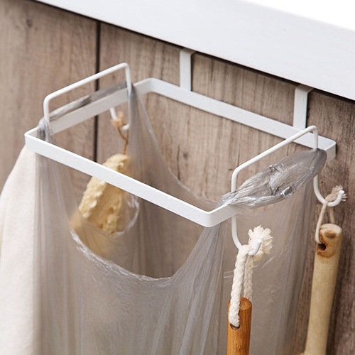Japanese-style garbage rack hanging iron kitchen garbage bag hanger plastic bag holder punch-free garbage rack storage