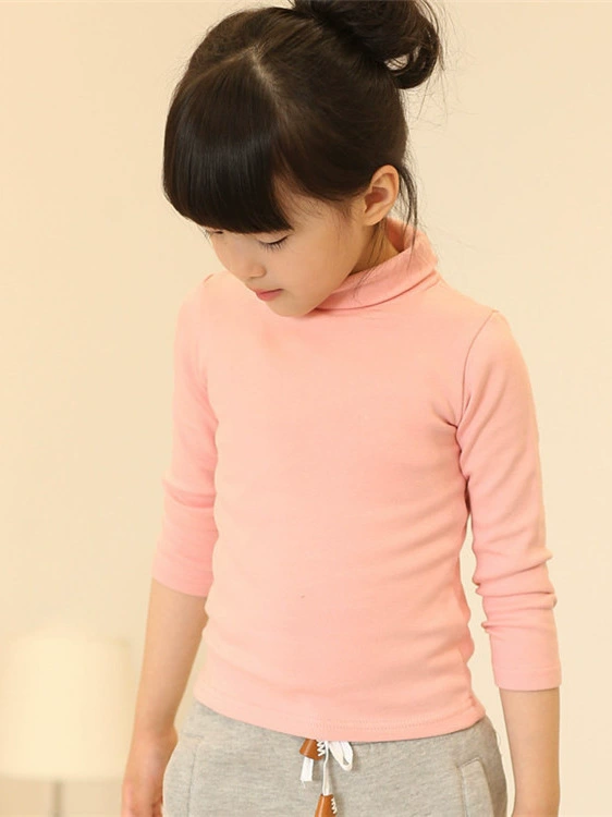 Children's Demi-Season T‑Shirt, Body‑Friendly Cotton, Long Sleeve, High Collar, Korean Style