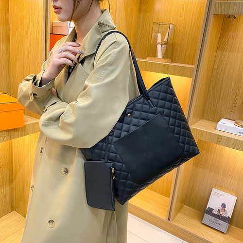 Tote bag big bags diamond shoulder bag wholesale large capacity two-piece set bag texture handbag