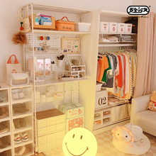 9U洞洞板衣柜书桌一体组合电脑桌小户型简易儿童书架置物