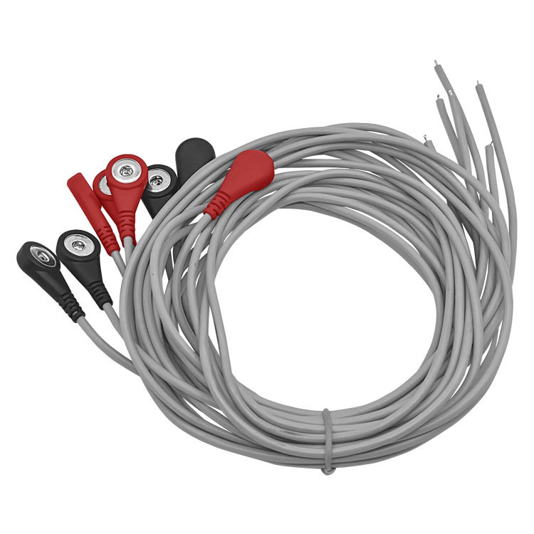 4.0电极扣导联线 ECG连接线 监护仪高柔线 纽扣式理疗线