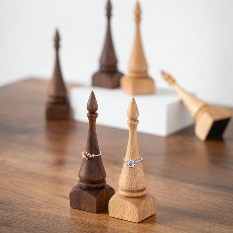 Wooden Antique Jewelry Stand Solid Wood Cone Ring Holder Necklace Display Display Stand Bracelet Jewelry Storage Rack