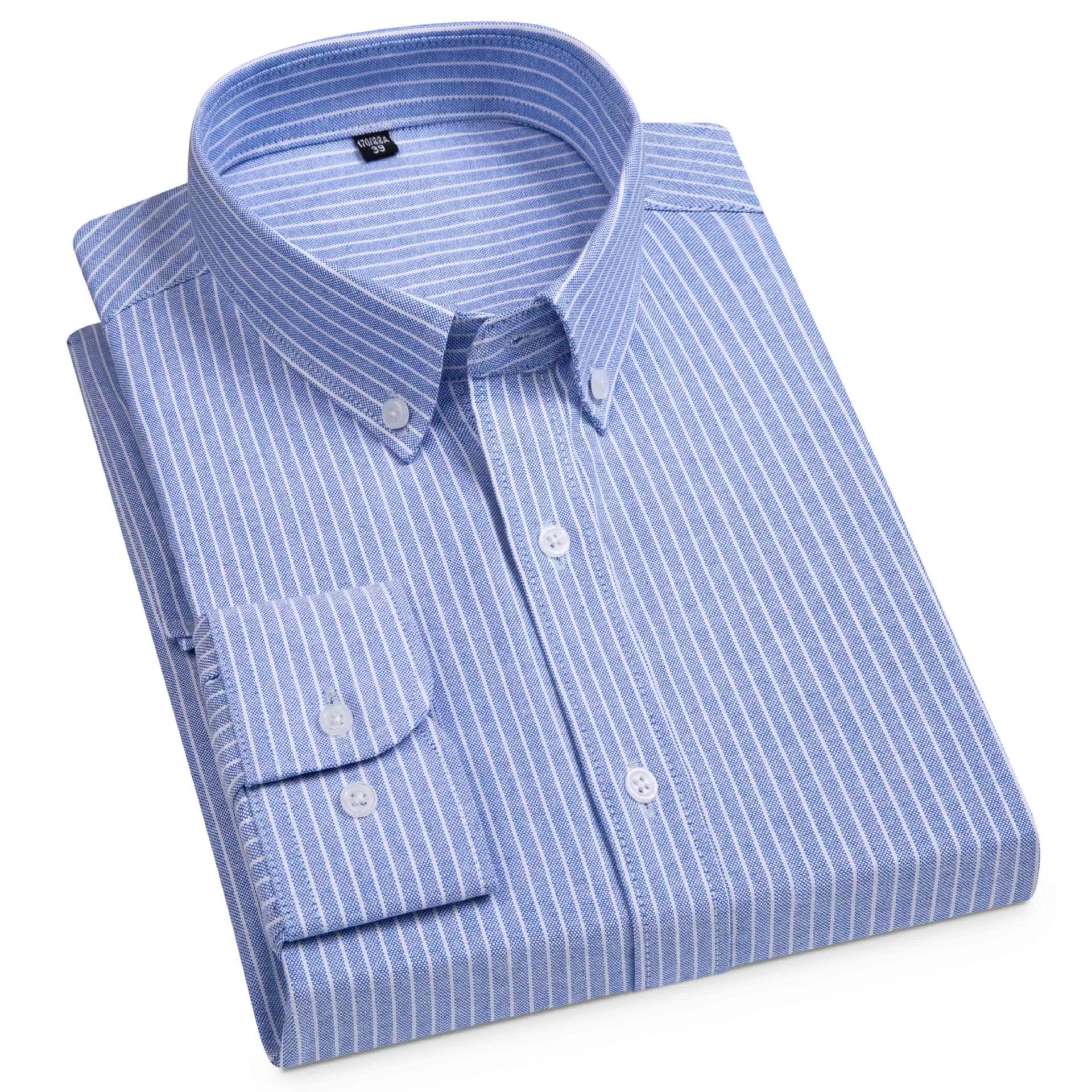 Camisa Oxford de rayas verticales de algodón para hombres de manga larga de primavera y otoño casual Camisa de algodón de negocios de todo fósforo ropa de hombre