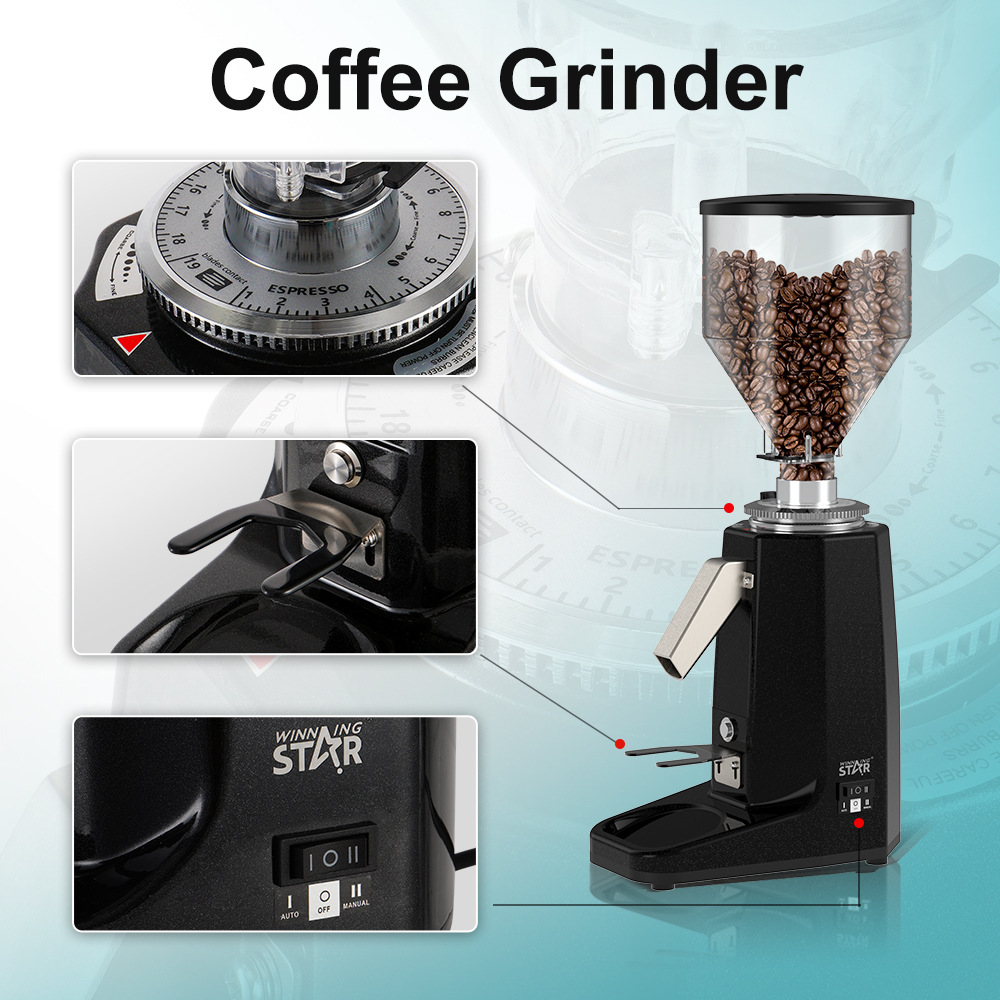 WinningStar Home eléctrico de 19 velocidades para ajustar el grosor de los granos de café molienda en seco molienda molinillo molinillo molinillo