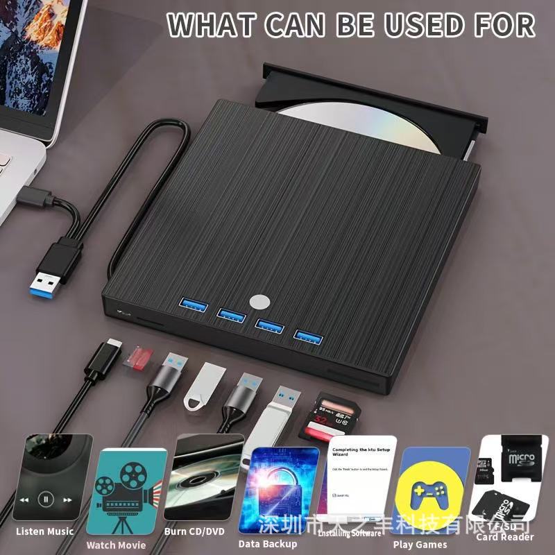 Manufacturer's Seven-In-1 Multi-Function External Optical Drive Dvd Burner Usb3.0Type-C Plug-In Card Expansion Notebook