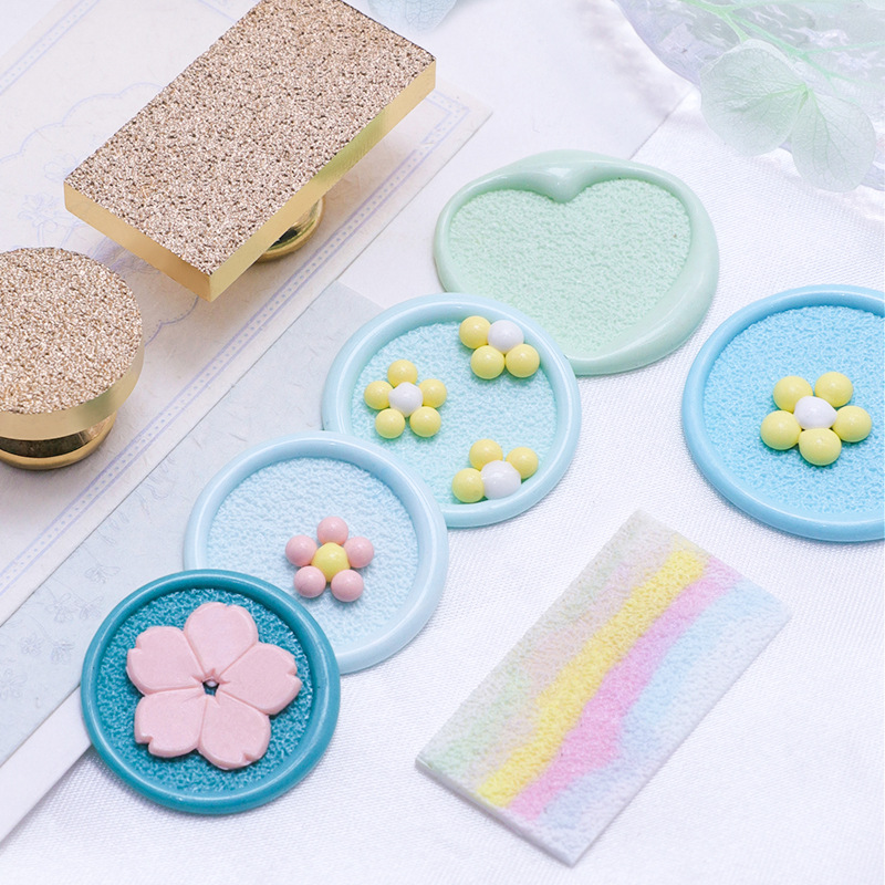 Cabeza de sello de pintura de fuego en blanco esmerilado redondo cuadrado en forma de cabeza de cobre en blanco decorativo flor seca sobre sellado