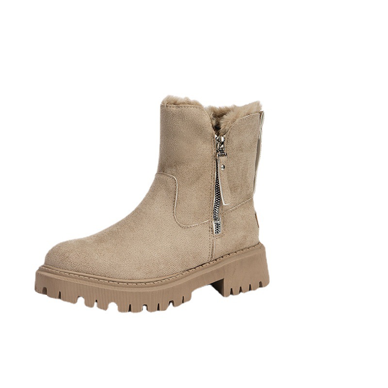 Plus-size women's platform boots Snow boots round head side zipper casual comfort_voghion.com