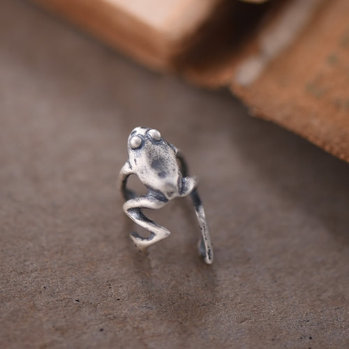 Dark Night 925 sterling silver European and American new non-perforated frog ear clip alternative personalized ear expansion jewelry