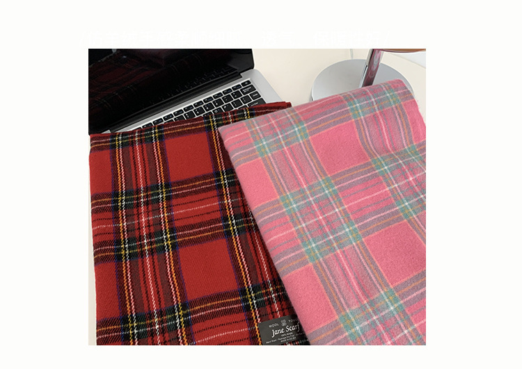 Women's Gender Women's Sweet Plaid Imitation Cashmere Scarf