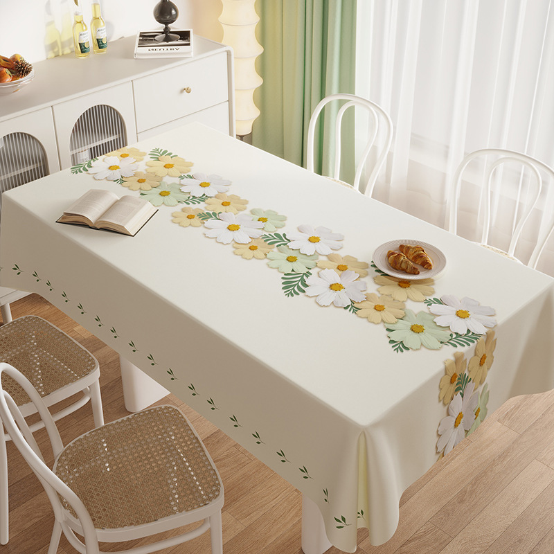 Tablecloth Waterproof and Oil-proof Wash-free Modern Simple Light Luxury Rectangular 2025 New Style Tablecloth Tablecloth Desktop Pad Tablecloth