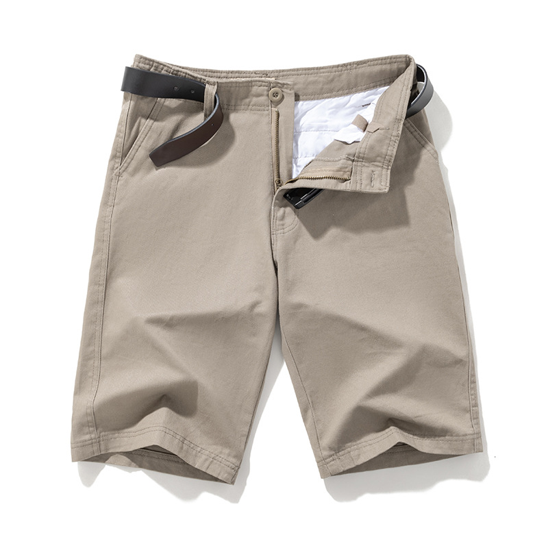 Verano 2022 pantalones cortos de los hombres de color sólido pantalones cortos casuales pantalones de playa de algodón de cuatro bolsillos entrega de una sola pieza