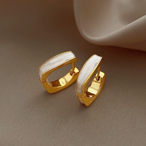Square white earrings