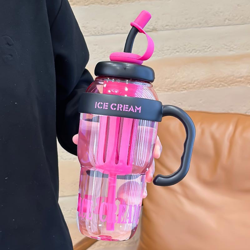 夏の高颜値プラスチックカップビッグマック氷覇カップ大容量カップ茶水分離ストローカップ屋外カップ|undefined