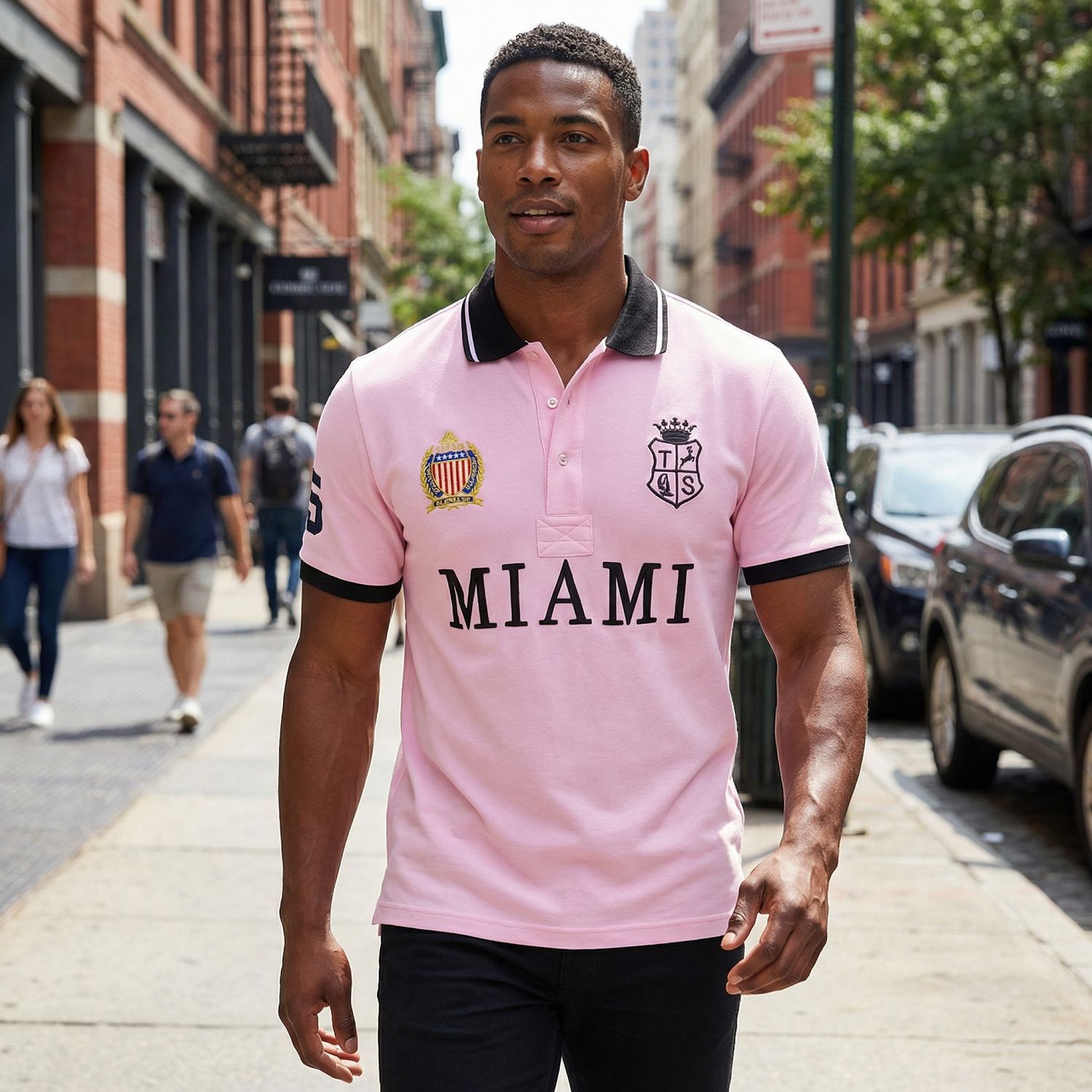 New Short-sleeved Polo Shirt Men's Cross-border Classic Pink Sports Casual Cotton Slim-fit plus size Short-sleeved Lassel T-shirt