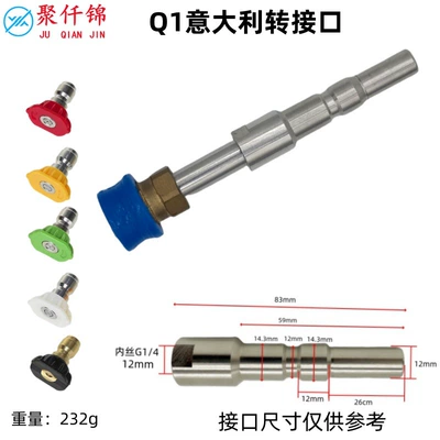High pressure car wash water gun | Wash - q1-italian-interface-copper-quick-connect-with-blue-sleeve-5cm-rod-5-color-nozzle