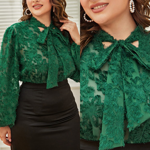Spring velvet lace shirt, (Physicals), plus size, Chinese style