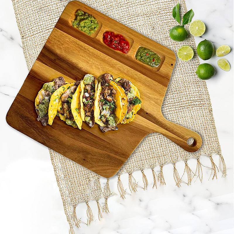 Tabla de cortar de madera Tablero de cortar multifunción para el hogar Tabla de cortar de cocina con mango Carne Tablero de pizza Queso Plato