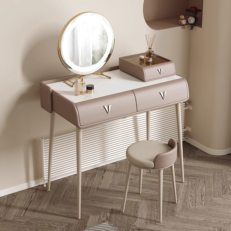 0.8 화장대 + 보석함 + 스툴 + 거울 [웨니브라운]