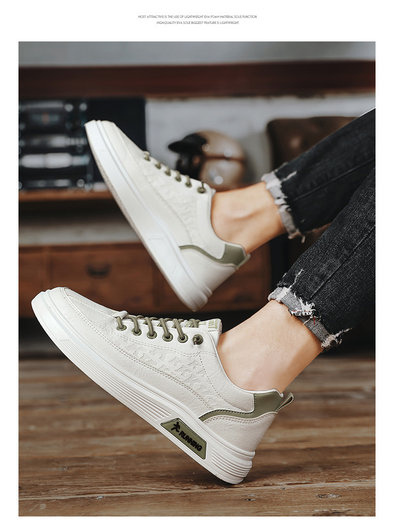 Herren Freizeitschuhe Weiß Flach Koreanischer Stil Sneaker_voghion.com