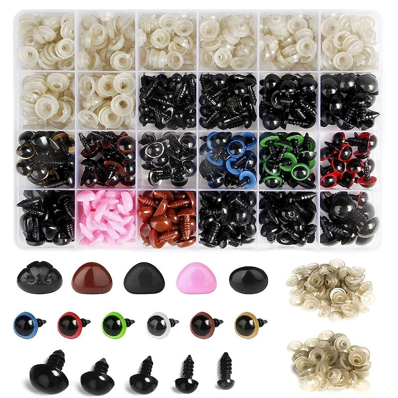 24 Сетки Кукла игрушка пластиковая коробка набор пластиковые глаза нос Все Черный Винт глаз коробка DIY материал