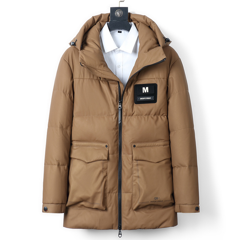 冬季新款男士真皮羽绒服鹅绒胎牛皮外套宽松版大衣中长款加厚皮衣