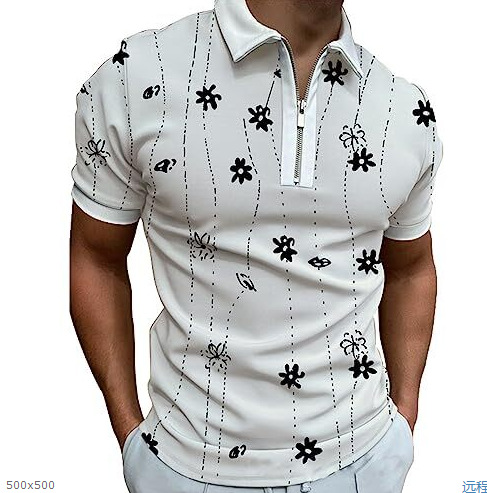 Camiseta Polo de Manga Corta con Cierre y Estampado 3D Informal para Hombre, Nueva Colección de Primavera para Exportación