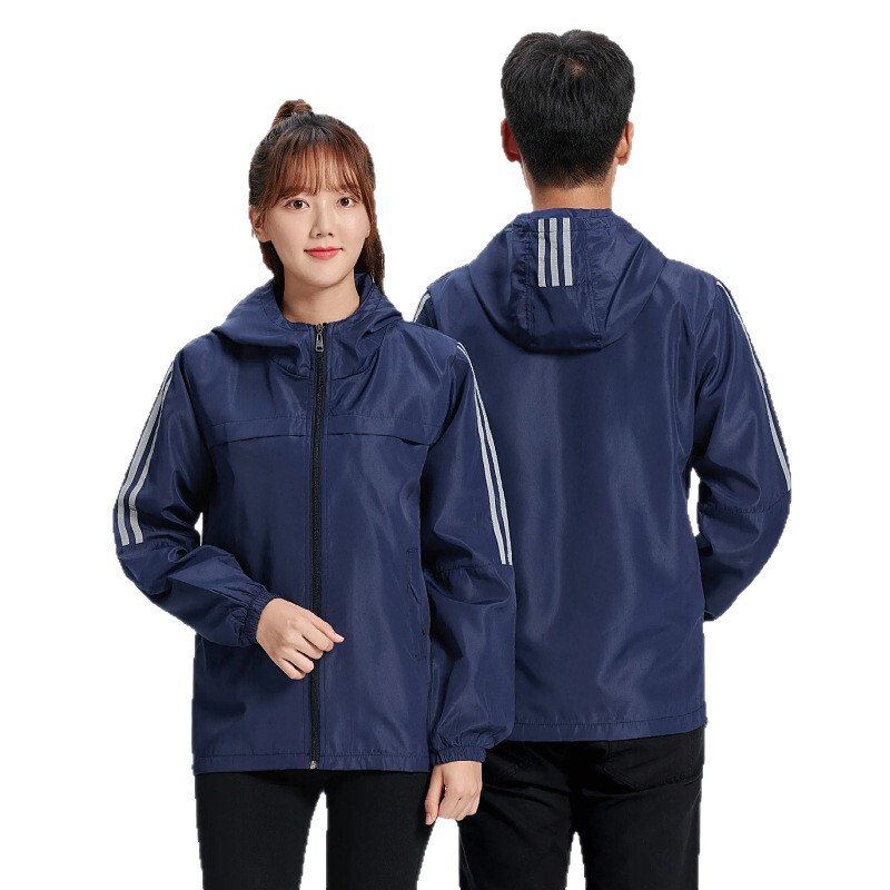 男女连帽反光条外套户外运动防风彩色风衣活动长袖团体服定制logo|undefined