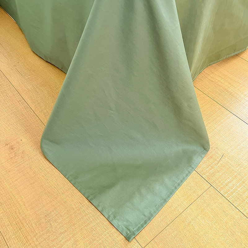 Conjunto de capa de edredom de quatro peças em algodão puro com bordado de conchas, estilo minimalista retrô nórdico francês, em cor sólida. Ideal para cama de solteiro ou dormitório. Disponível em algodão._voghion.com