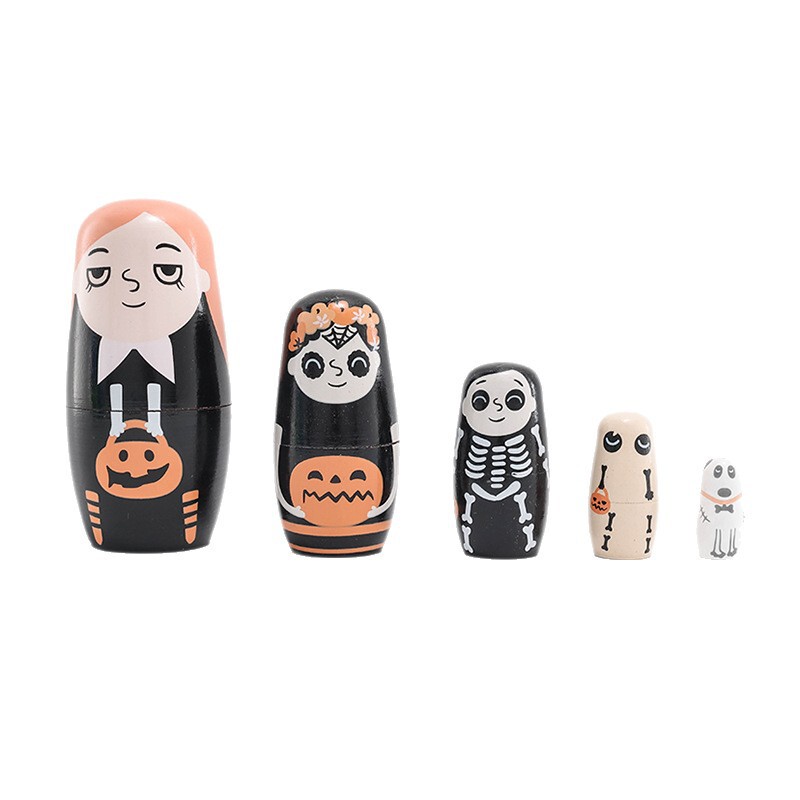 ロシアのマトリョーシカ人形 5 層ハロウィンガールカボチャガール木製工芸品装飾品イースターギフトクロスボーダー|undefined
