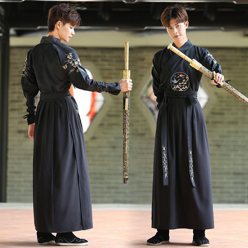 漢服男性中国風古代風武侠剣士男性大きいサイズ公子古代衣装黒横暴女子学生クラス制服春|undefined