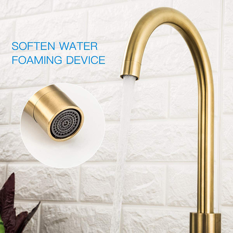 De acero inoxidable de Oro grifo de la cocina cepillado cara de oro Cuenca del lavabo de mezcla de cocina grifo caliente y fría